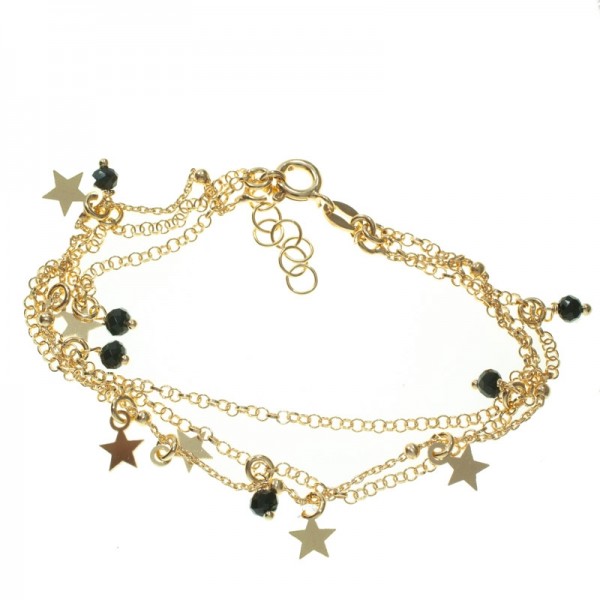 Pulsera triple con Swarovski y estrellas