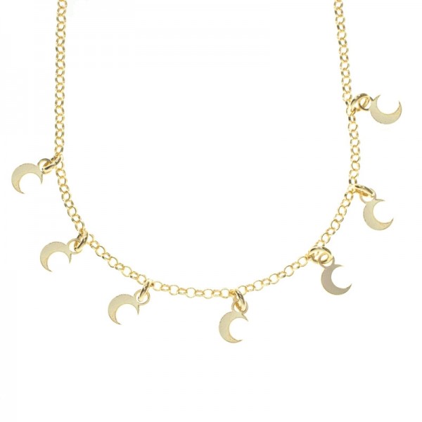 Collar con lunas colgantes Plata de Ley 925