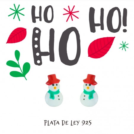 Pendientes muñeco de nieve Plata de Ley