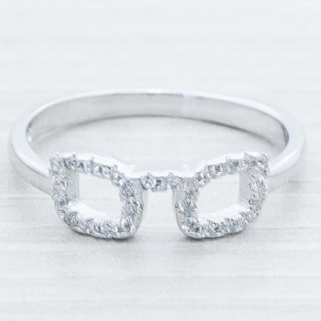 Anillo gafas con circonia Plata de Ley 925