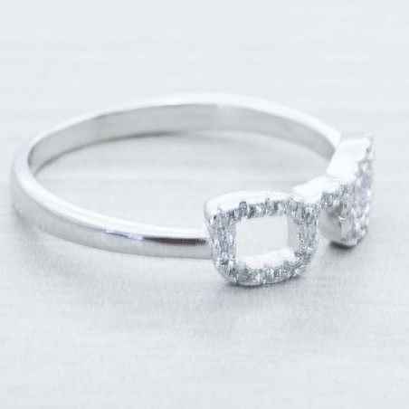 Anillo gafas con circonia Plata de Ley 925