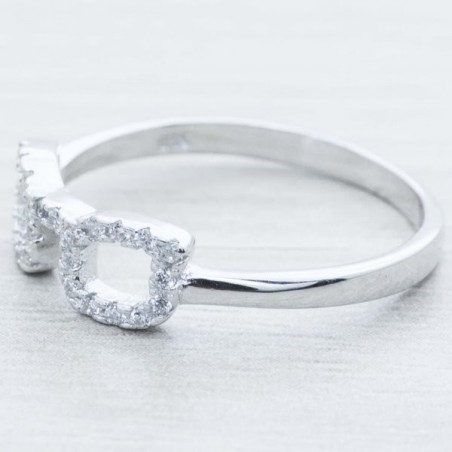 Anillo gafas con circonia Plata de Ley 925