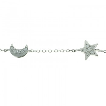 Pulsera con entrepiezas lunas y estrellas Plata de Ley 2