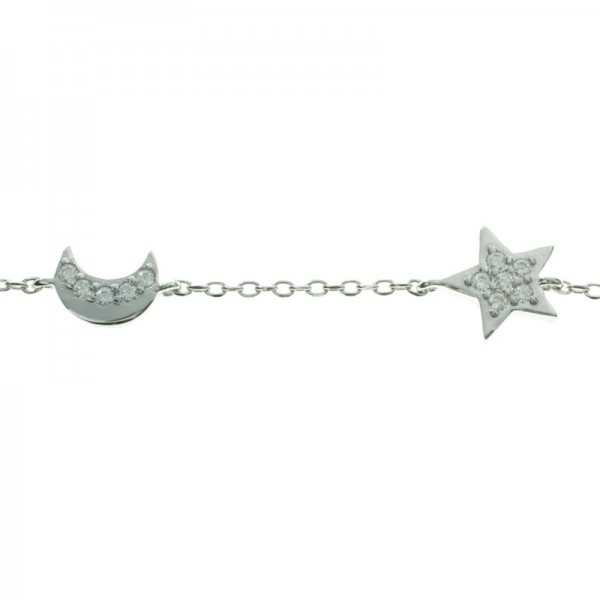 Pulsera con entrepiezas lunas y estrellas Plata de Ley