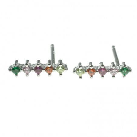 Pendientes línea de 5 circonitas Plata de Ley