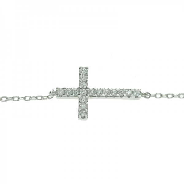 Collar doble entrepieza cruz Plata de Ley 925