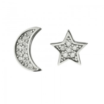 Pendientes asimétricos luna y estrella 2