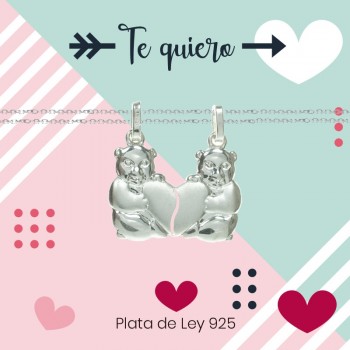 Colgante ositos para dos Plata de Ley 2