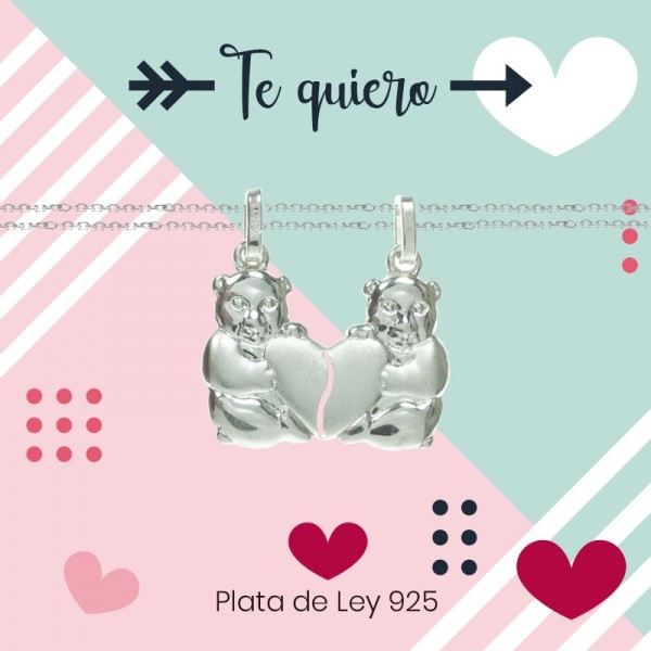 Colgante ositos para dos Plata de Ley