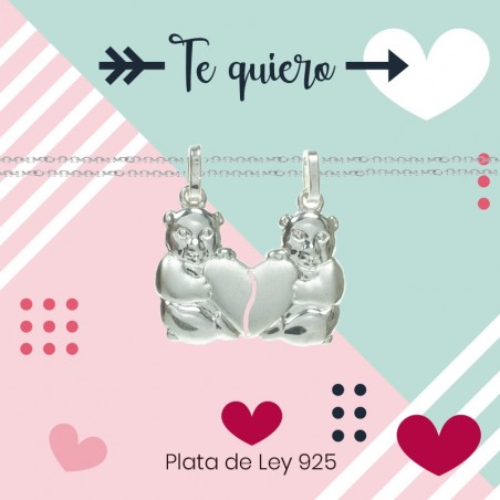 Colgante ositos para dos Plata de Ley