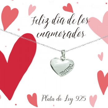 Colgante mini corazón Mamá Plata de Ley