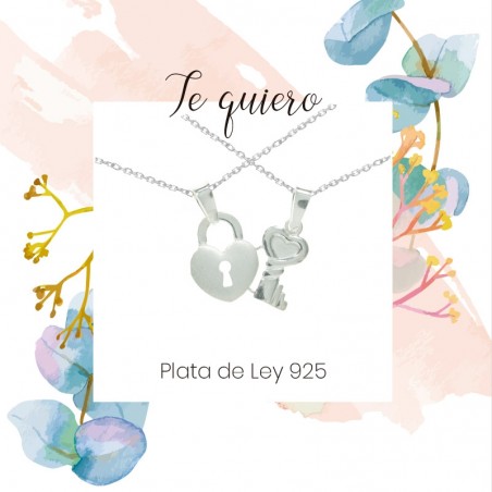 Colgante para dos candado y llave Plata de Ley