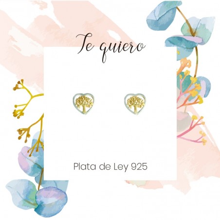 Pendientes corazón árbol de la vida Plata de Ley