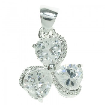 Conjunto circonia triple corazón en Plata de Ley 925 2