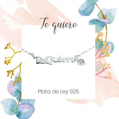 Collar texto Te quiero Plata de Ley