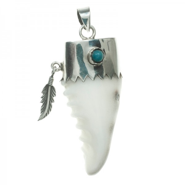 Colgante étnico con pluma colgante Plata de Ley