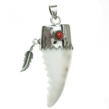 Colgante étnico con pluma colgante Plata de Ley