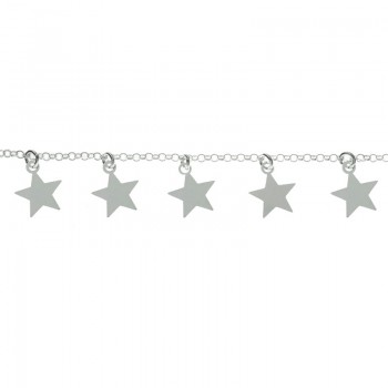 Pulsera con estrellas colgantes Plata de Ley