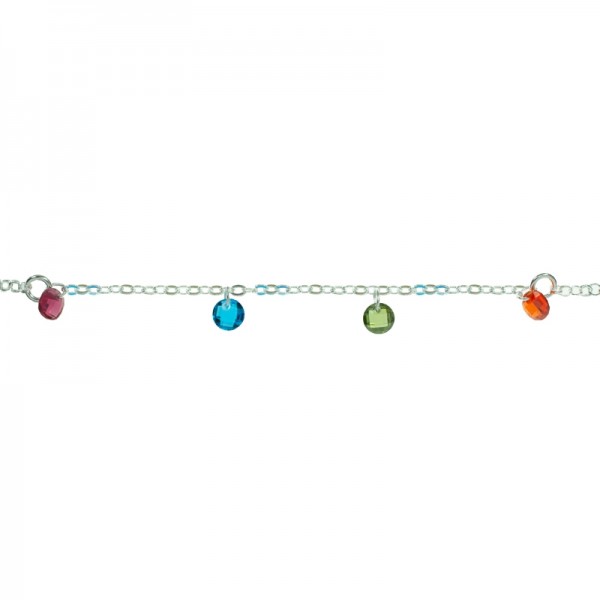 Pulsera con Swarovski de colores facetados Plata de Ley
