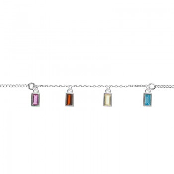 Pulsera rectángulos de Swarovski de colores Plata de Ley 2