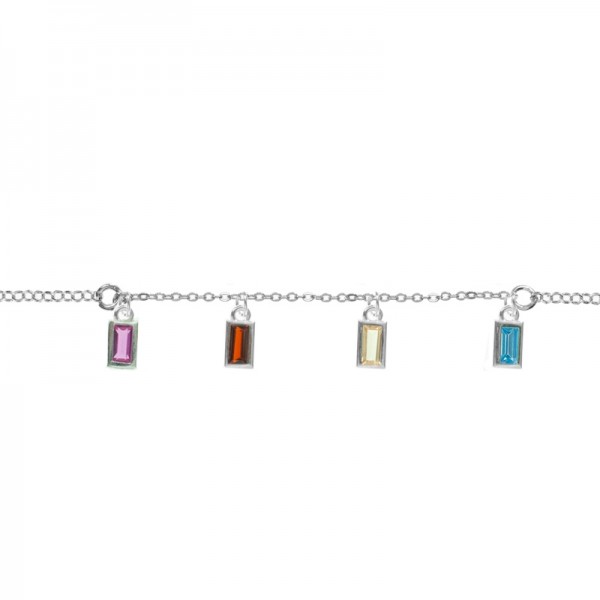 Pulsera rectángulos de Swarovski de colores Plata de Ley