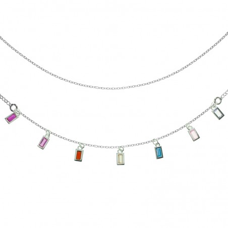 Collar doble con rectángulos Swarovski de colores