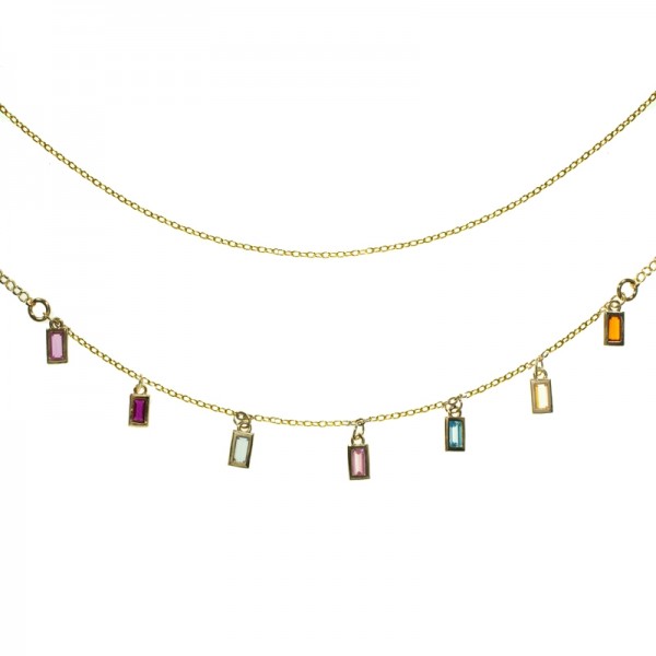 Collar doble con rectángulos Swarovski de colores