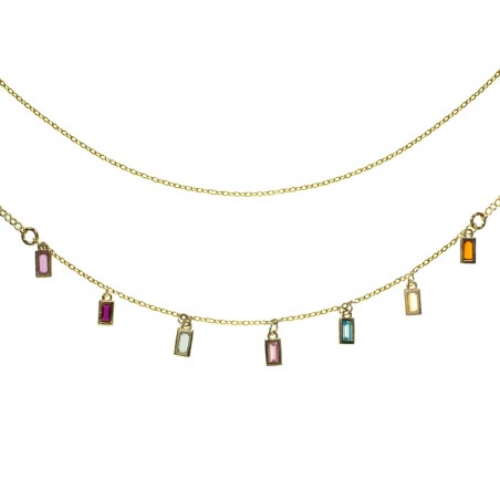 Collar doble con rectángulos Swarovski de colores