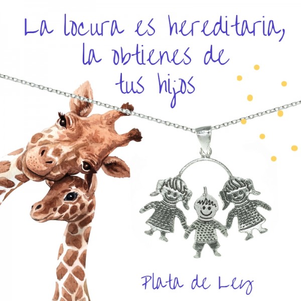 Colgante dos niñas y un niño Plata de Ley 925