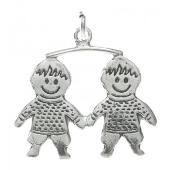 Colgante dos niños Plata de Ley 2