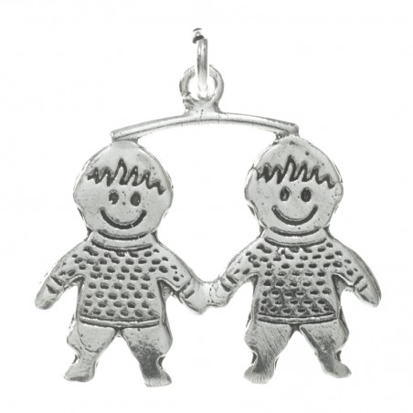 Colgante dos niños Plata de Ley