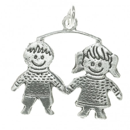 Colgante niño y niña oxidado Plata de Ley