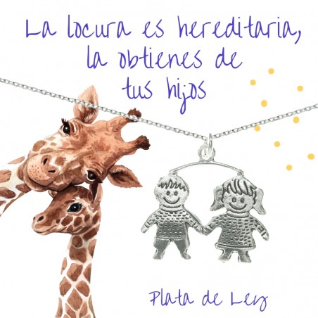 Colgante niño y niña oxidado Plata de Ley