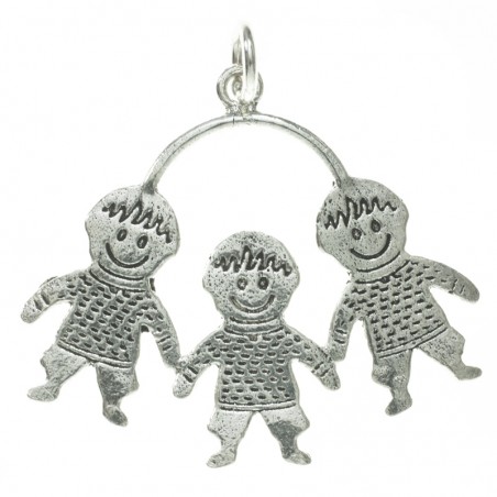 Colgante tres niños Plata de Ley