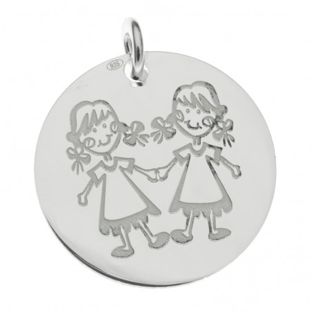 Colgante niña niña Plata lisa de Ley 925