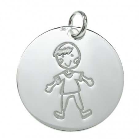 Colgante medalla niño Plata lisa de Ley 925