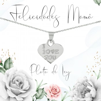 Collar I LOVE YOU con mensaje para mamá