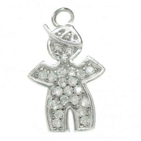 Colgante niño rodiado circonia Plata de Ley 925