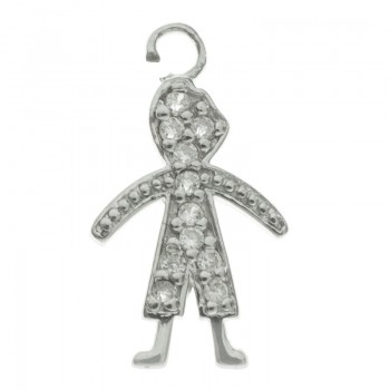 Colgante niño rodiado circonia Plata de Ley 925