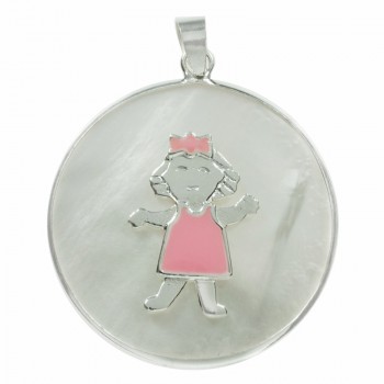 Colgante niña nácar Plata de Ley
