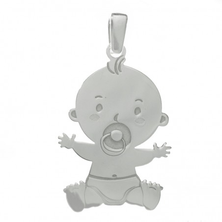 Colgante bebé nene Plata lisa de Ley 925