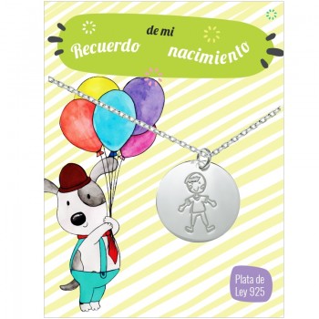 Collar recuerdo de mi nacimiento niño Plata de Ley 925