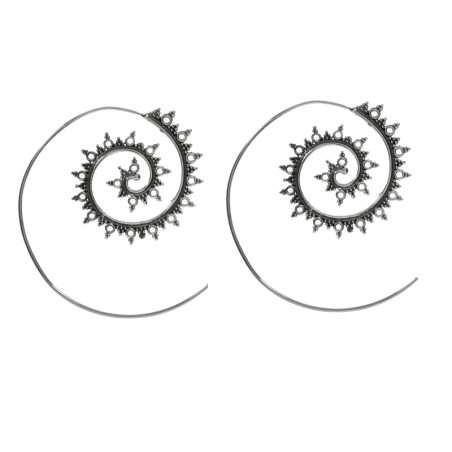 Pendientes étnicos espiral Plata de Ley 925