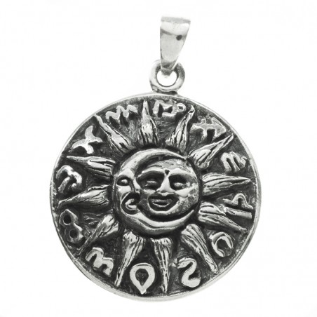 Colgante sol y luna con horóscopo Plata de Ley
