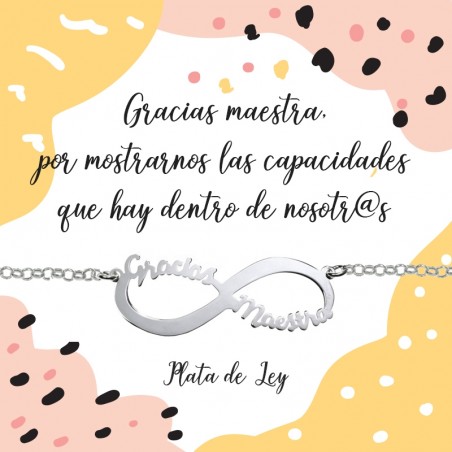 Collar Infinito Gracias Maestra Plata de Ley