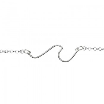 Tobillera ola minimalista Plata de Ley 2