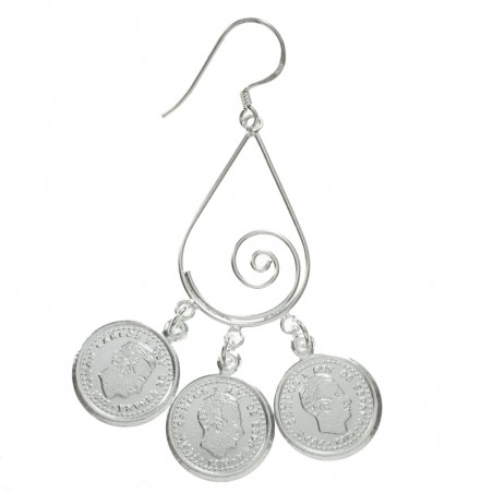 Pendientes gota con monedas Plata de Ley 925
