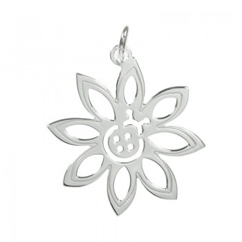 Colgante flor con mariquita Plata de Ley