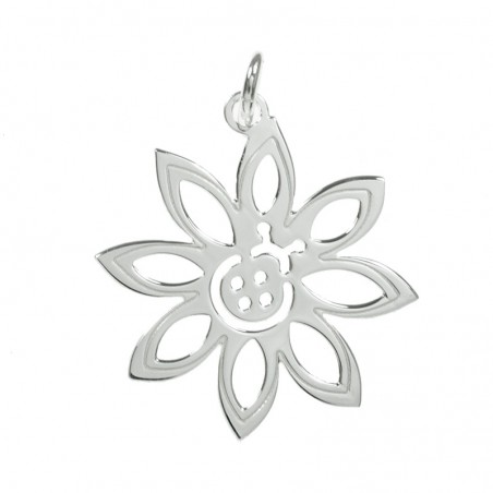 Colgante flor con mariquita Plata de Ley