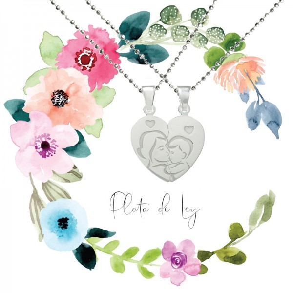 Colgante doble para madre e hij@ Plata de Ley
